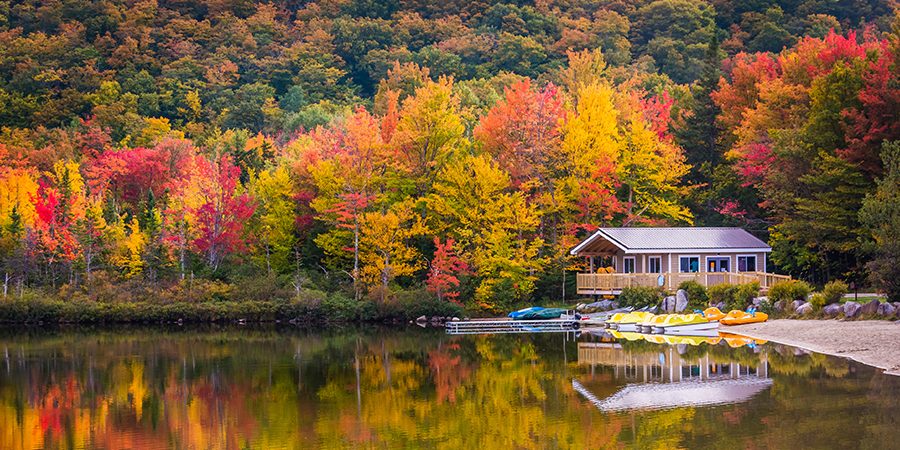 fall colors reflecting in Echo Lake