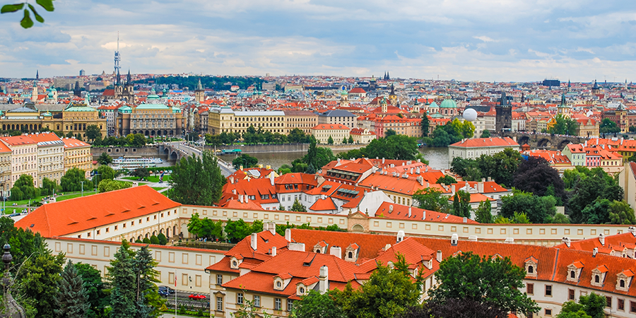 City Of Prague With The Danube River