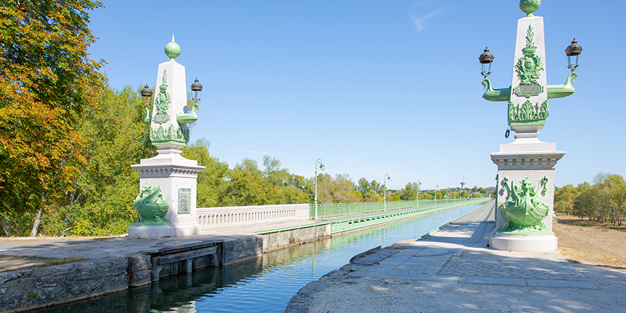 Historic Bridge For Boats Over The River Loire
