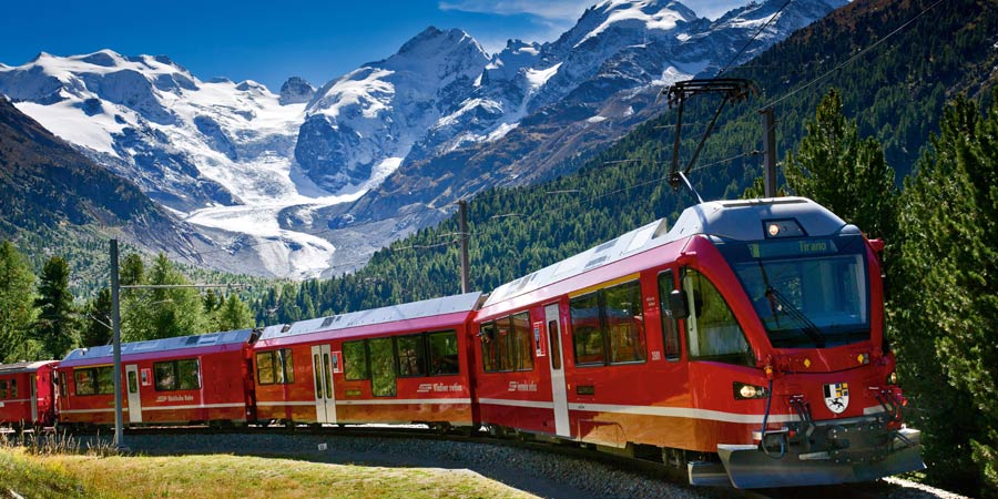 Bernina Express arriving in Tirano