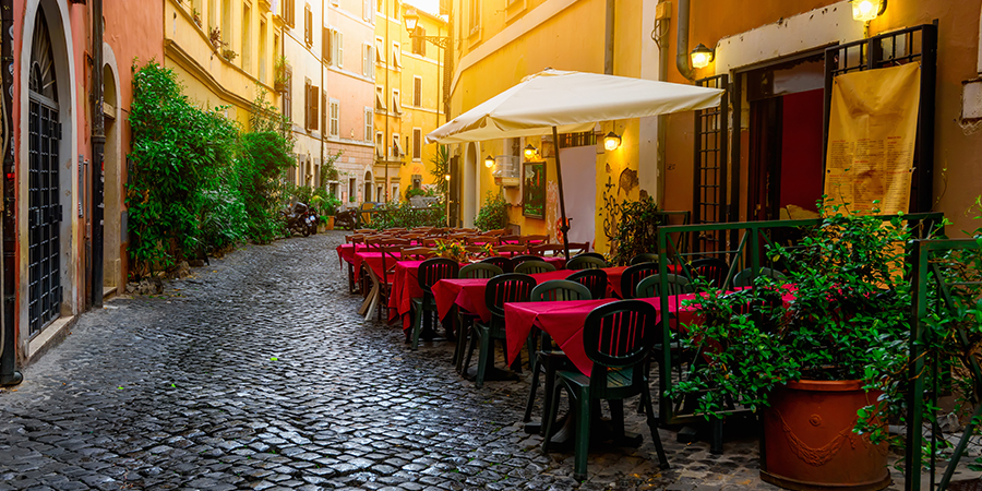 Cozy old street in Trastevere in Rome