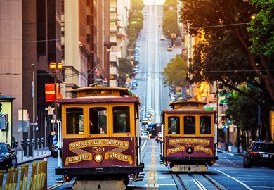 San Francisco Cable Cars On California Street