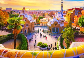 View of park guell in Barcelona spain