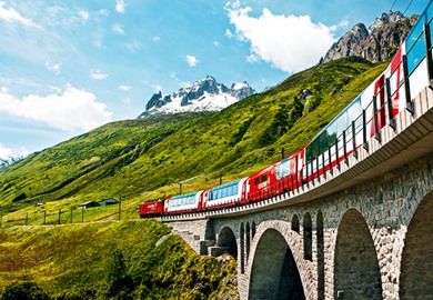 Glacier Express over Stone Bridge