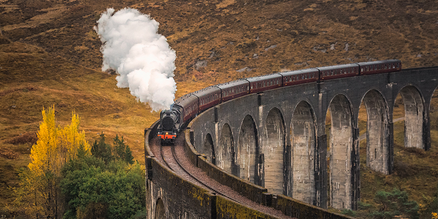 West Highland Line in Glenfinnan, Inverness-shire, Scotland