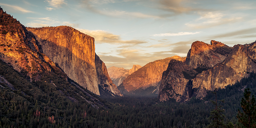 Tunnel view at sunset Yosemite National Park