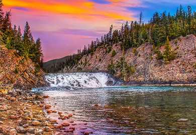 Colorful Sky Over Bow Falls