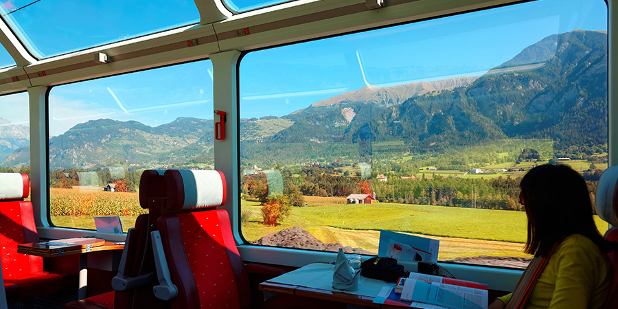 Panoramic windows on the Glacier Express