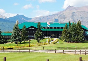 Glacier Park Lodge Mountain Backdrop