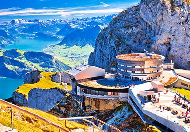 Pilatus Mountain Peak and Lucerne Lake