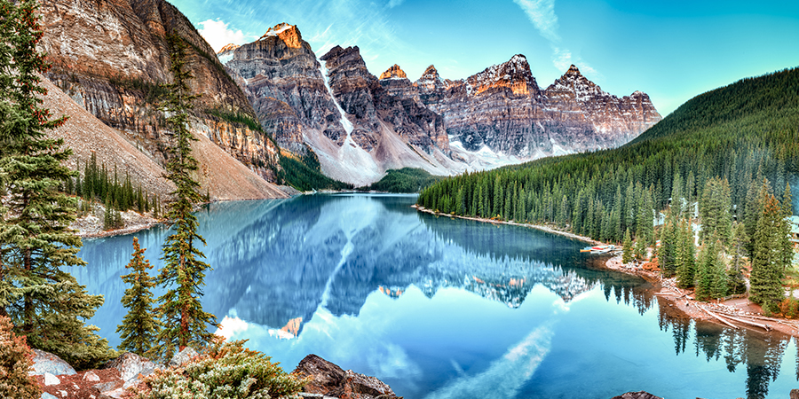 Moraine lake panorama in Banff National Park