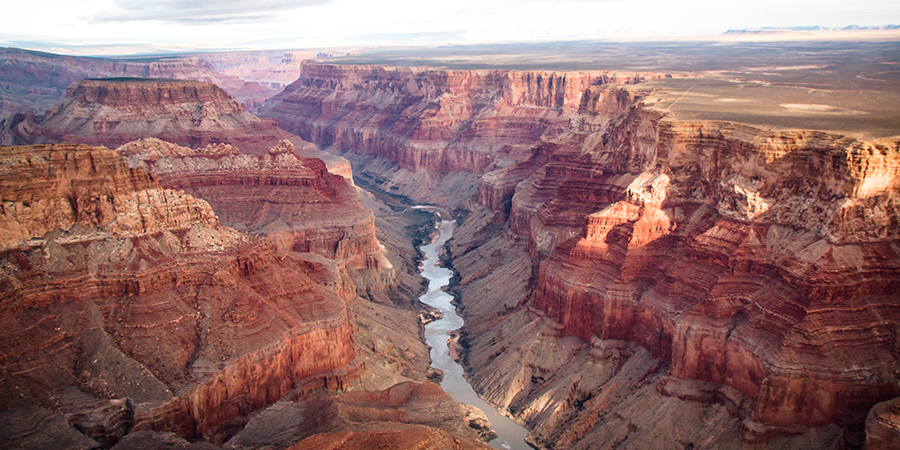 View over the south and north rim part in grand canyon