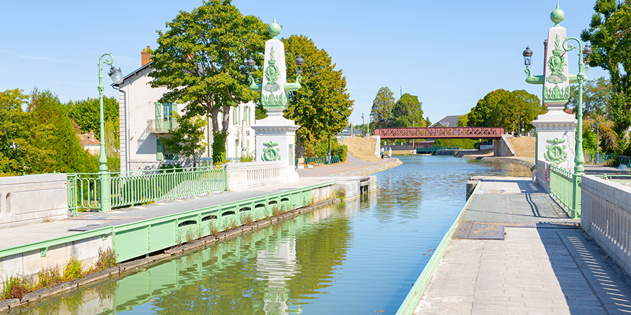 Historic bridge for boats over the river Loire