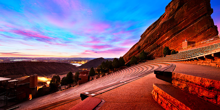 Red Rocks Park At Sunrise Near Denver Colorado