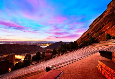 Red Rocks Park At Sunrise Near Denver Colorado