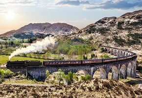 Glenfinnan Railway Viaduct In Scotland Jacobite Steam Train