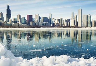 Winter Panorama Of Frozen Chicago