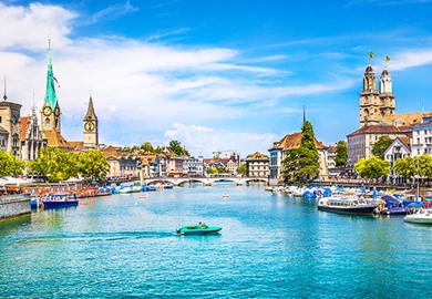 Panoramic View Of Historic Zurich City Center