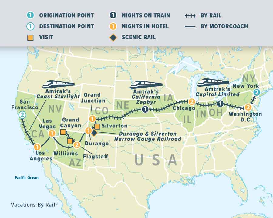 coast to coast usa train tours