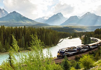 Train in Canadian Rockies Train in Canadian Rockies