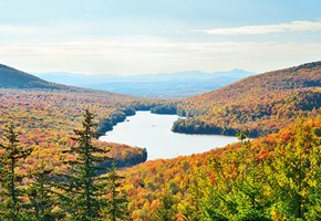Lake With Autumn Foliage View New England Stowe