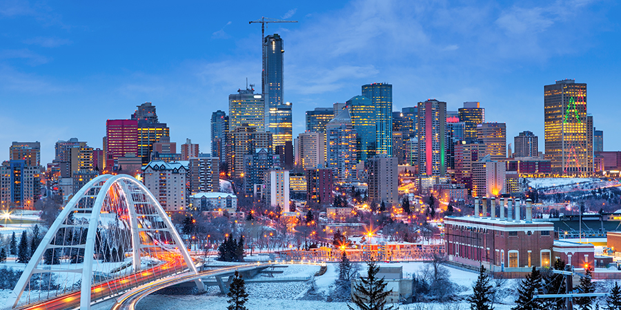 Edmonton downtown Winter skyline