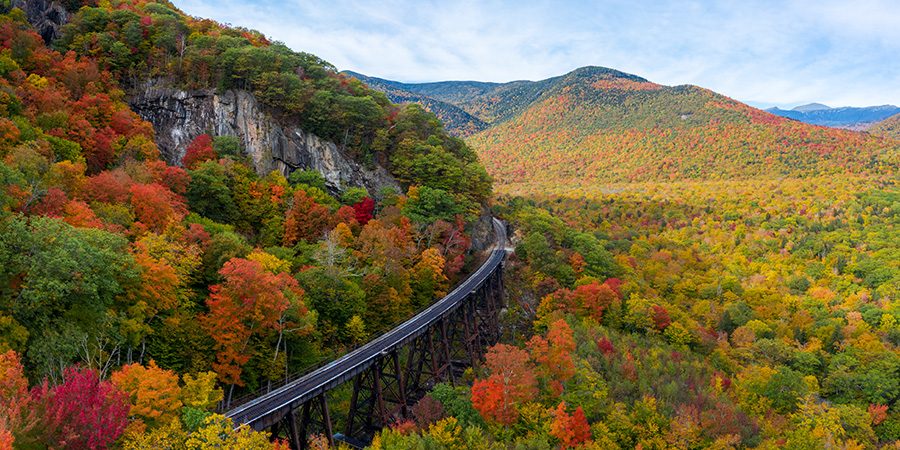 Colored Fall Foliage and railway