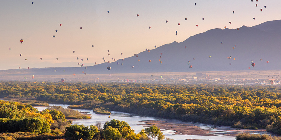 Hot Air Balloons Over Rio Grand River