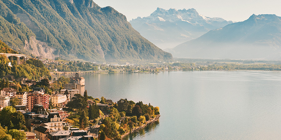 Summer Landscape Of Montreux City Switzerland