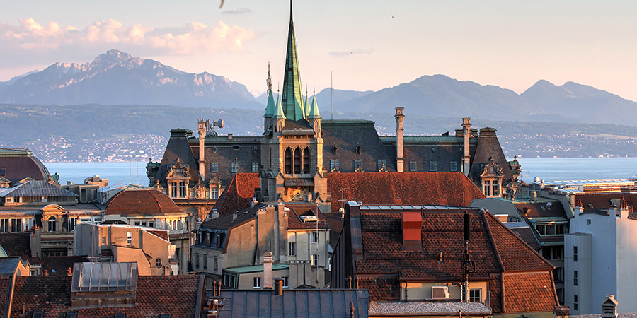 Skyline Of Lausanne Switzerland