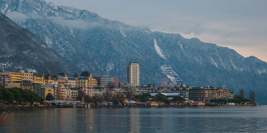 Panoramic View Of Montreux With Snow