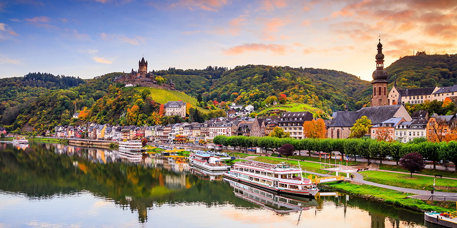 Old Town And The Cochem Castle On The Moselle River