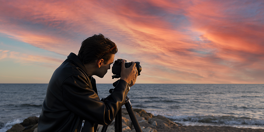 Taking Photo At Sunset