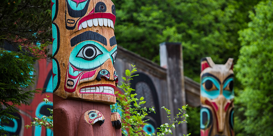 Totem Pole At Saxman Village Tribal House