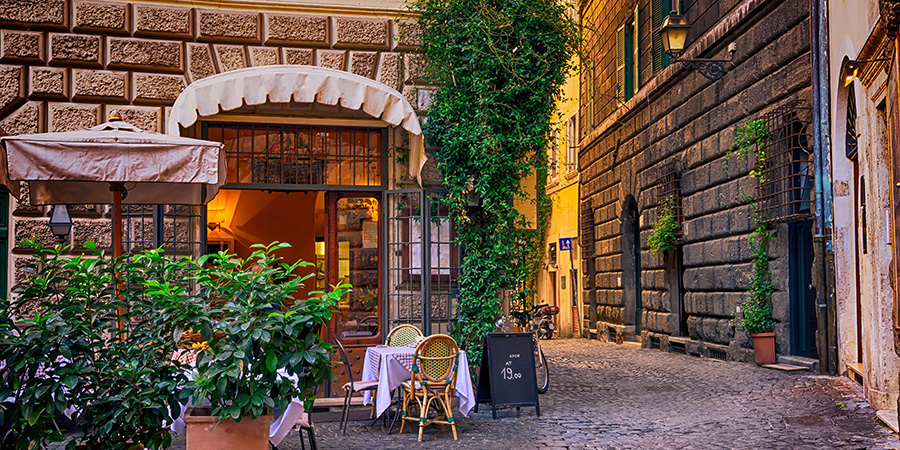 View Of Old Cozy Street In Rome