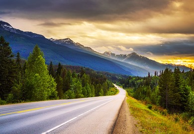 Icefields Parkway at Sunset, Banff National Park Icefields Parkway at Sunset, Banff National Park