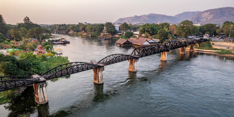 Ride the Burma Railway across the bridge on the River Kwai
