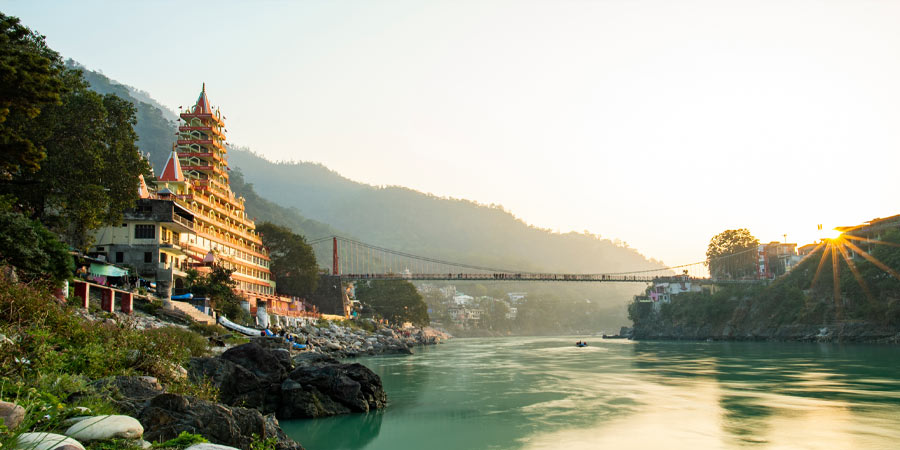 Stay near the source of the sacred Ganges River