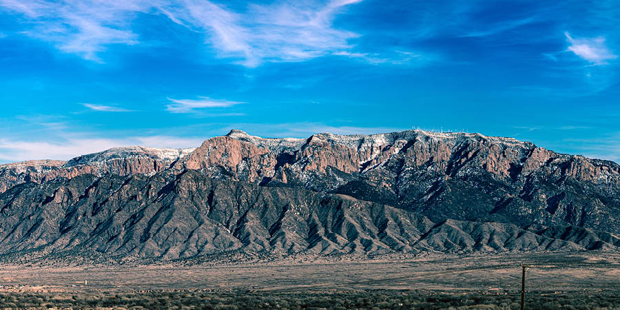 Look out over the Sandia Mountains