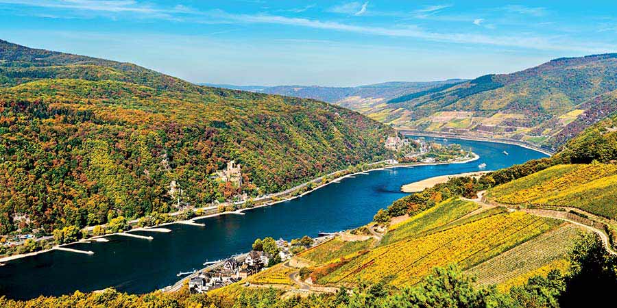 Admiring views of the romantic Rhine Gorge