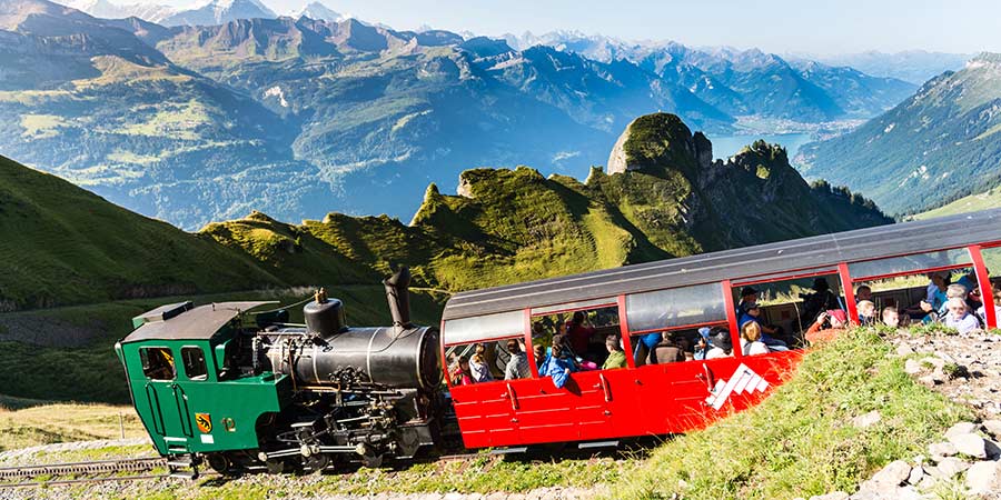 Riding on the charming Brienz-Rothorn Mountain Railway