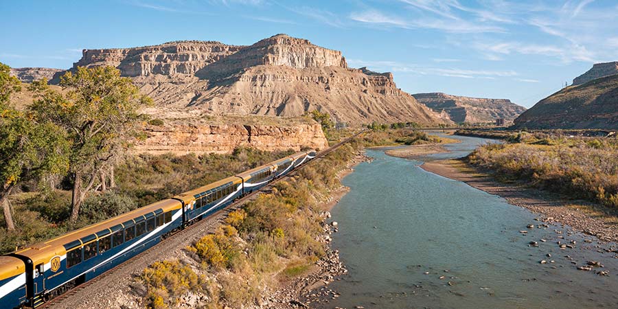 The Canyon Spirit travels through the scenic landscape.