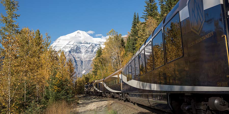 The Canyon Spirit travels toward a mountain.