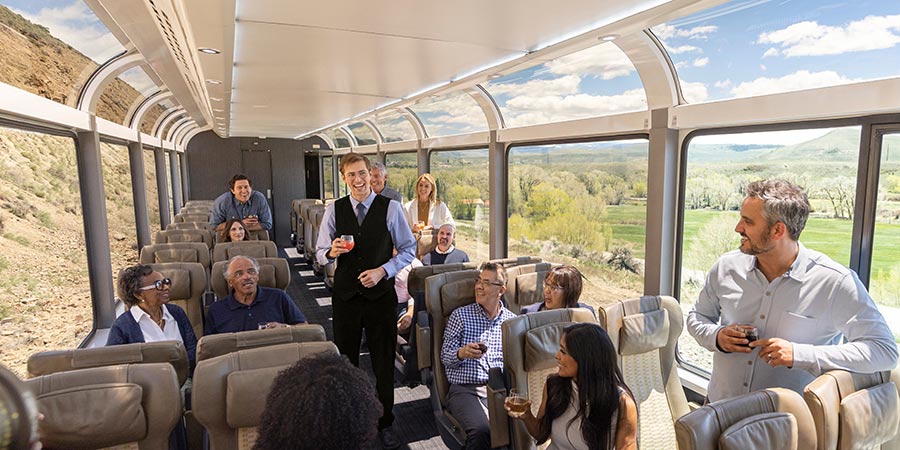 Customers and staff onboard the Canyon Spirit.